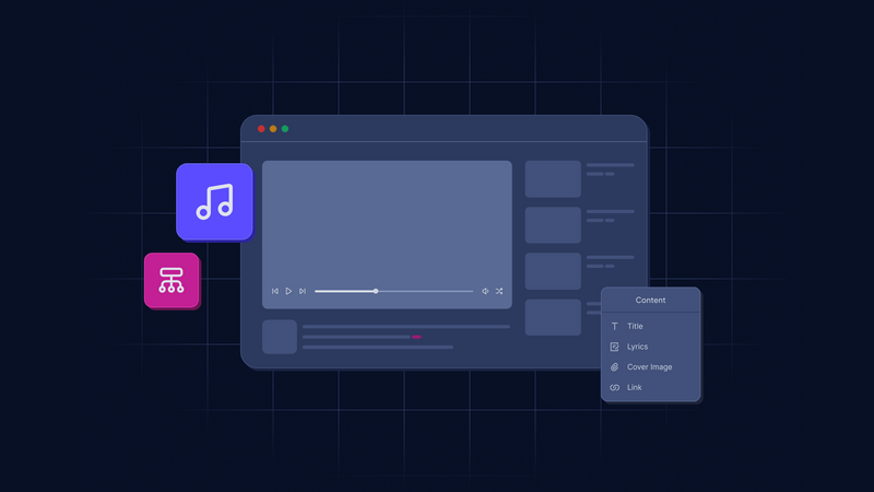 Building an artist content model using modular components and remote sources