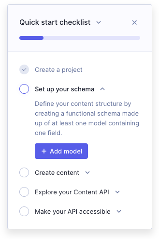 Quick start checklist closeup