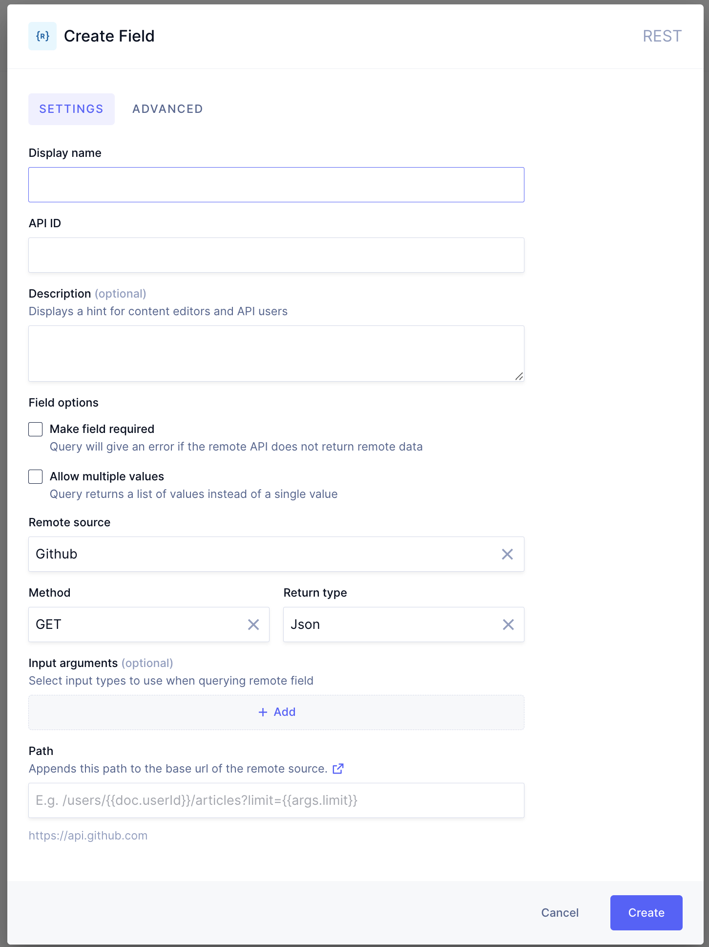 Creating a REST Remote Field